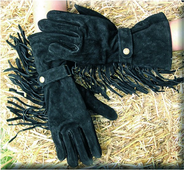 Handschuhe schwarz mit Fransen